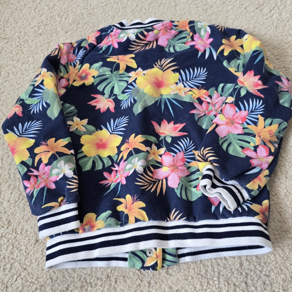 Zara Cotton Kids Tropical Floral Jacket - Navy and Multicolor - Picture 7 of 7